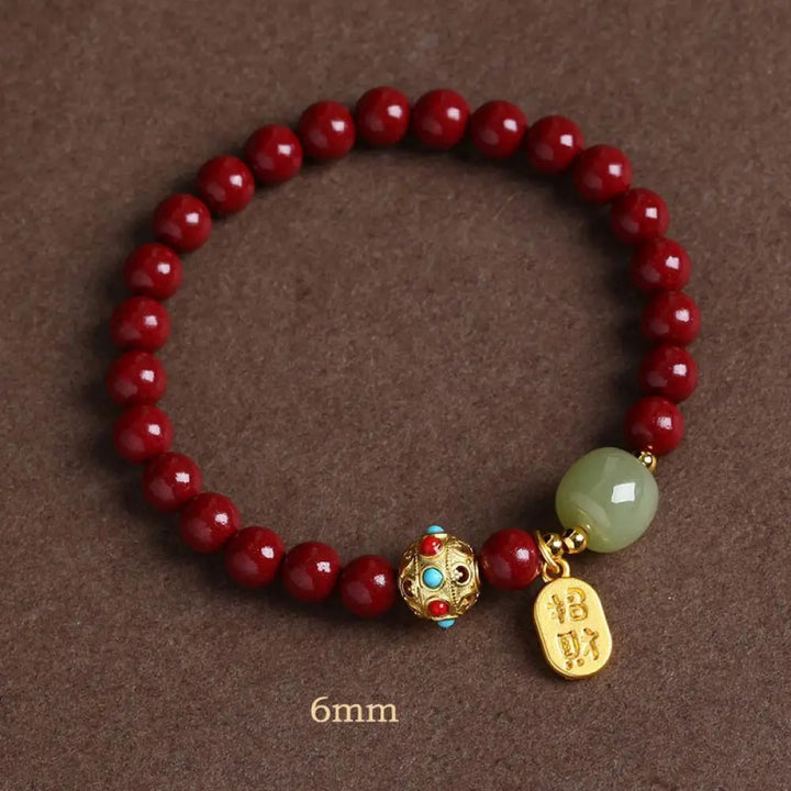 Buddha Stones Cinnabar Green Aventurine Fortune Protection Charm Bracelet - BWOOOH - Purple Sand / 6mm - Bracelet