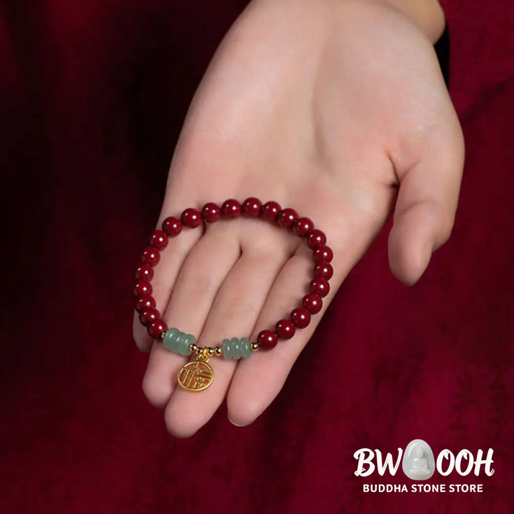 Buddha Stones Cinnabar Green Aventurine Luck Blessing Bracelet - BWOOOH - Bracelet