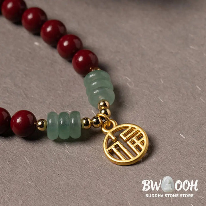 Buddha Stones Cinnabar Green Aventurine Luck Blessing Bracelet - BWOOOH - Bracelet