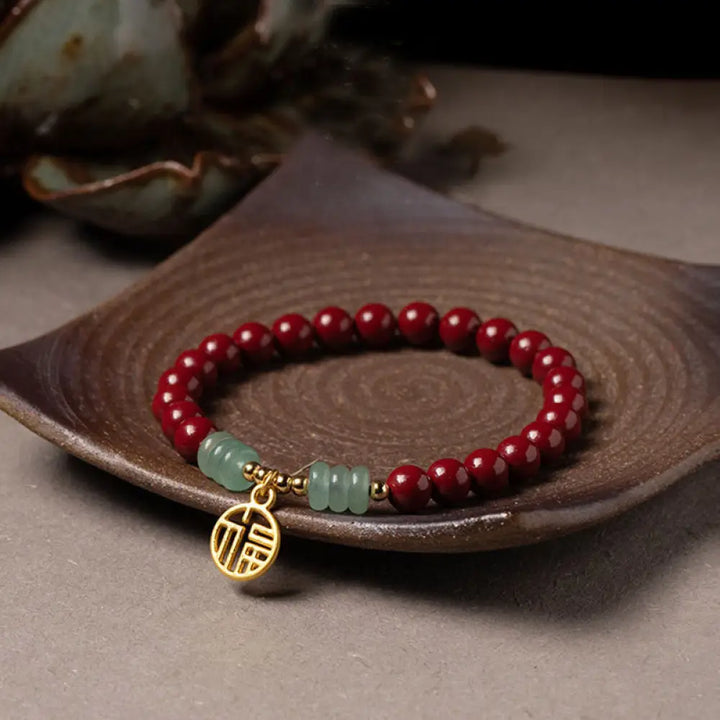 BWOOOH Cinnabar Green Aventurine Luck Blessing Bracelet - BWOOOH - 6mm - Bracelet
