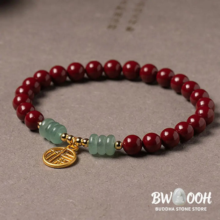 Buddha Stones Cinnabar Green Aventurine Luck Blessing Bracelet - BWOOOH - Bracelet