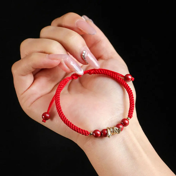 BWOOOH Cinnabar Handmade Year Of Snake String Protection Braided Bracelet - BWOOOH - Bracelet