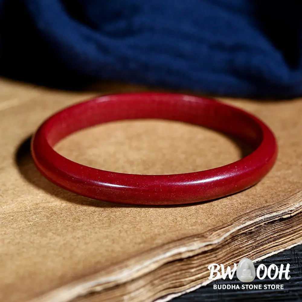 Buddha Stones Cinnabar Heart Sutra Engraving Blessing Bangle Bracelet - Bracelet