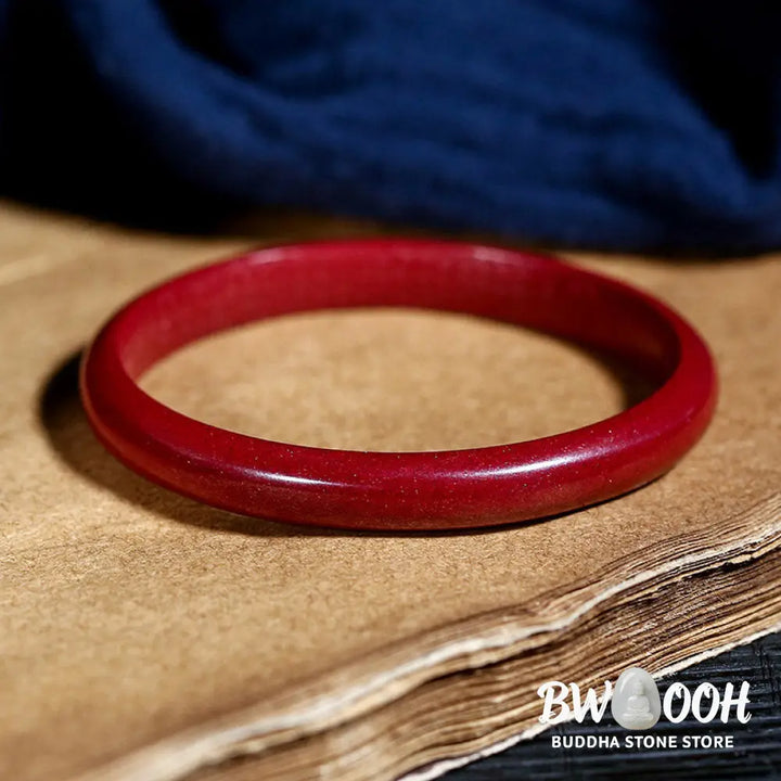 Buddha Stones Cinnabar Heart Sutra Engraving Blessing Bangle Bracelet - Bracelet
