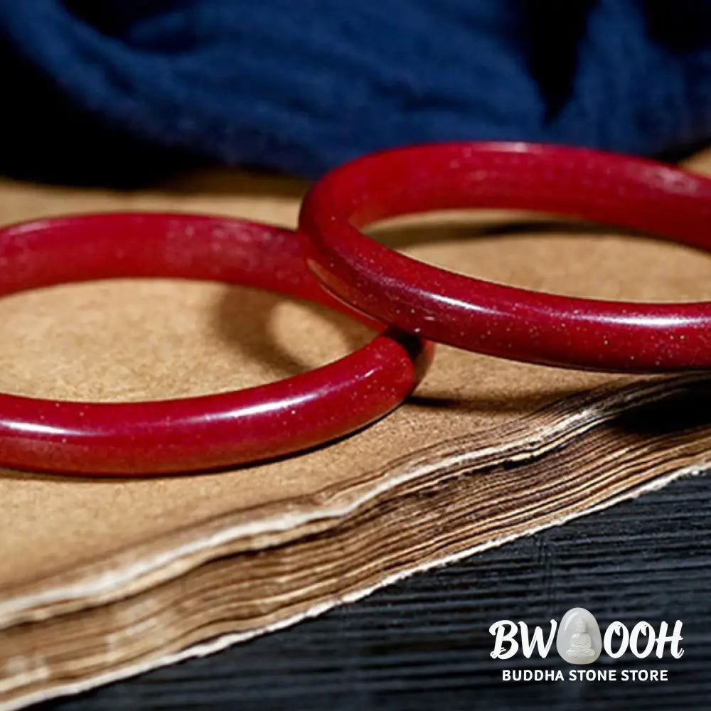 Buddha Stones Cinnabar Heart Sutra Engraving Blessing Bangle Bracelet - Bracelet