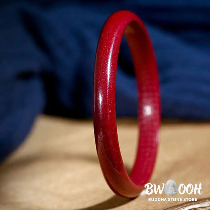 Buddha Stones Cinnabar Heart Sutra Engraving Blessing Bangle Bracelet - Bracelet