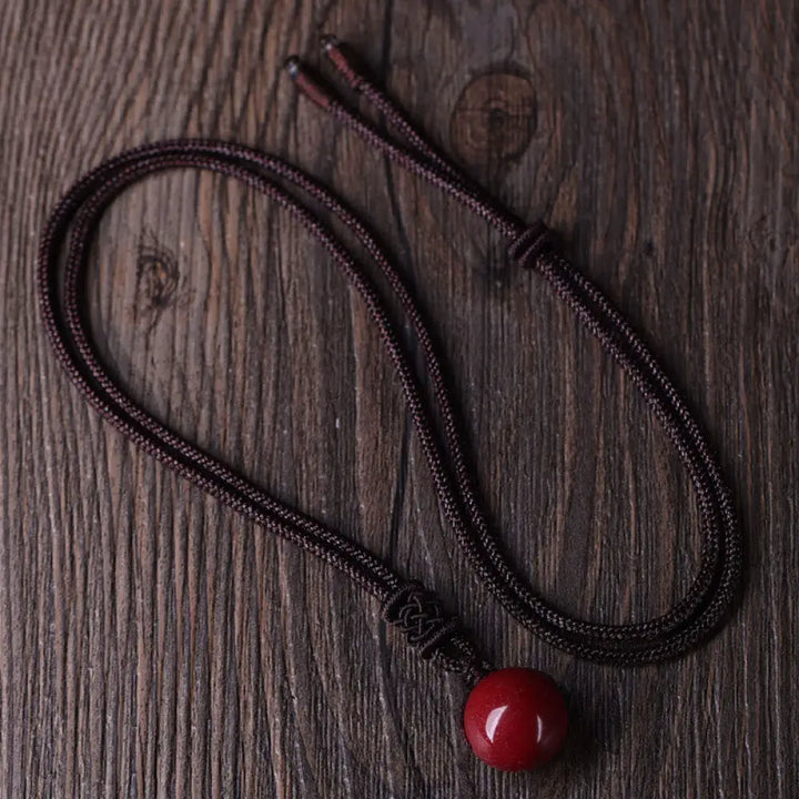 Buddha Stones Cinnabar Keep Away Evil Spirits Necklace Pendants - BWOOOH - Brown Rope - Necklaces &amp; Pendants