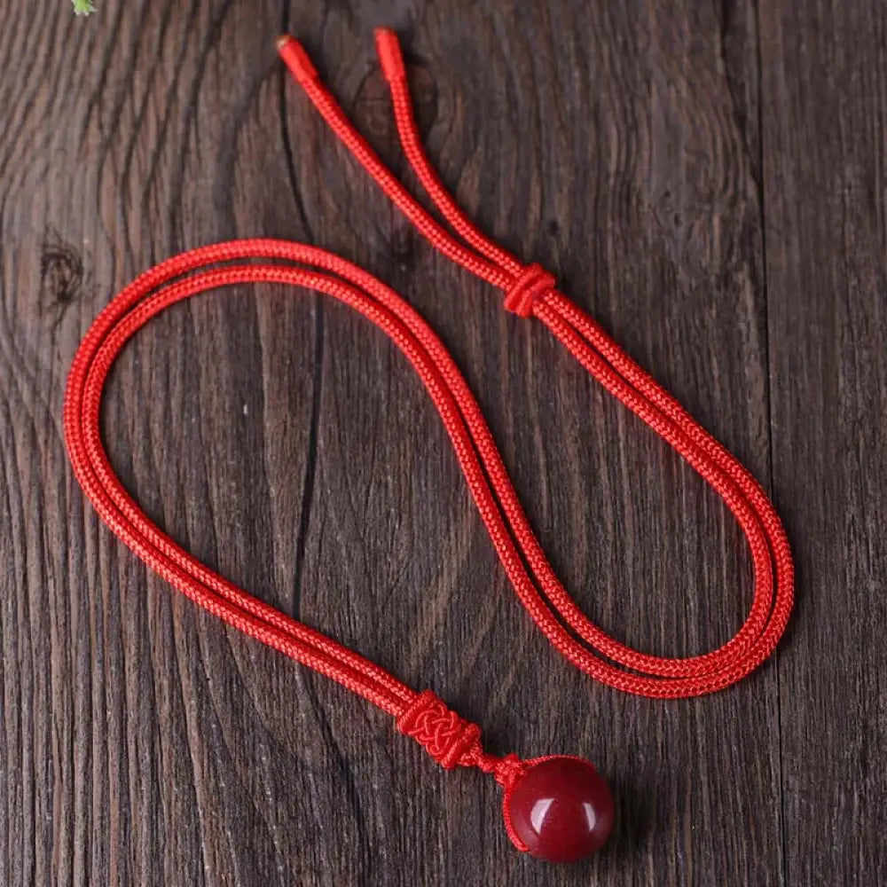 Buddha Stones Cinnabar Keep Away Evil Spirits Necklace Pendants - BWOOOH - Red Rope - Necklaces & Pendants