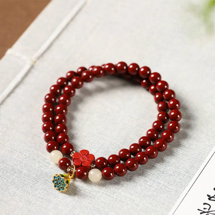 BWOOOH Cinnabar Lotus Charm Double Wrap Blessing Bracelet - BWOOOH - Cinnabar Lotus(Wrist Circumference: