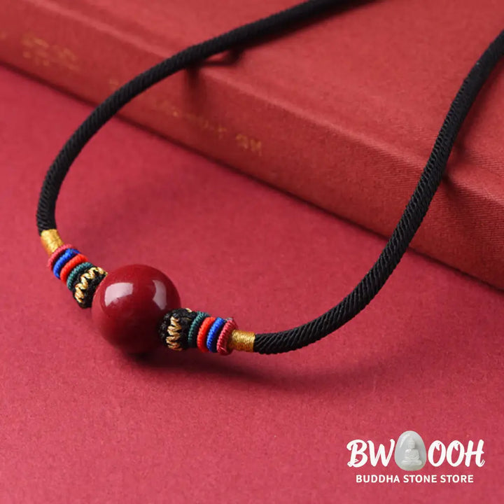 Buddha Stones Cinnabar Lucky Bead Keep Away Evil Spirits Necklace Pendant - BWOOOH - Necklaces &amp; Pendants