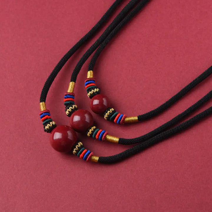 Buddha Stones Cinnabar Lucky Bead Keep Away Evil Spirits Necklace Pendant - BWOOOH - Necklaces &amp; Pendants