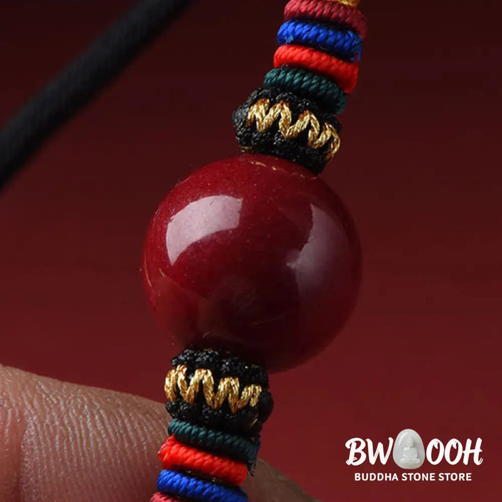 Buddha Stones Cinnabar Lucky Bead Keep Away Evil Spirits Necklace Pendant - BWOOOH - Necklaces &amp; Pendants