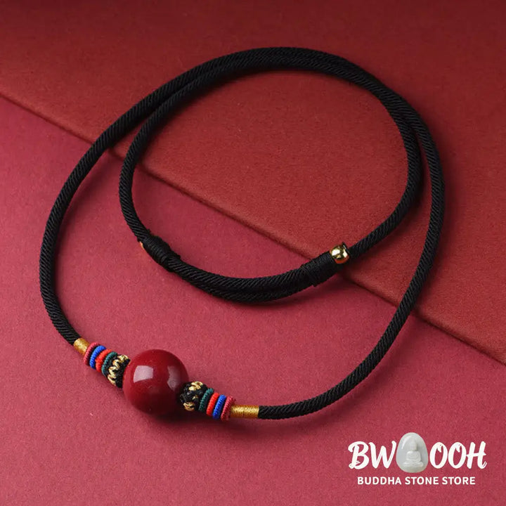 Buddha Stones Cinnabar Lucky Bead Keep Away Evil Spirits Necklace Pendant - BWOOOH - Necklaces &amp; Pendants