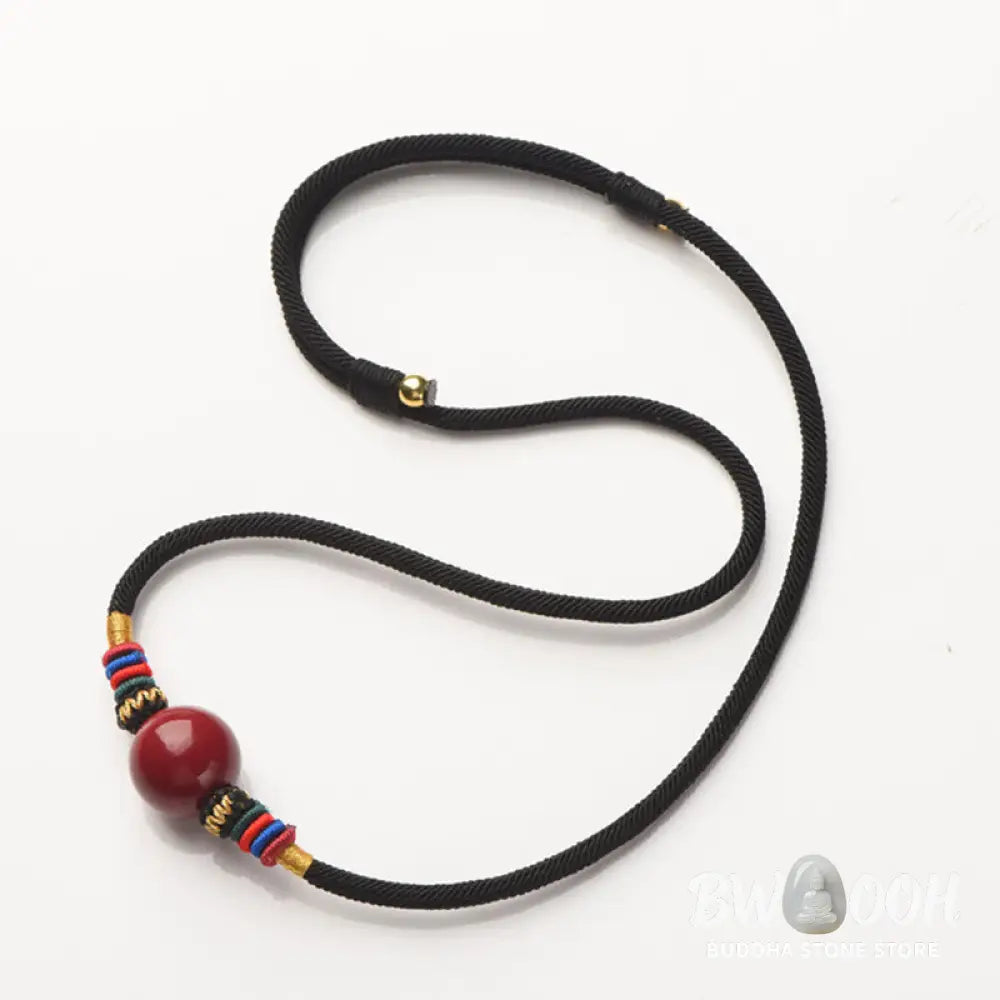 Buddha Stones Cinnabar Lucky Bead Keep Away Evil Spirits Necklace Pendant - BWOOOH - Necklaces &amp; Pendants
