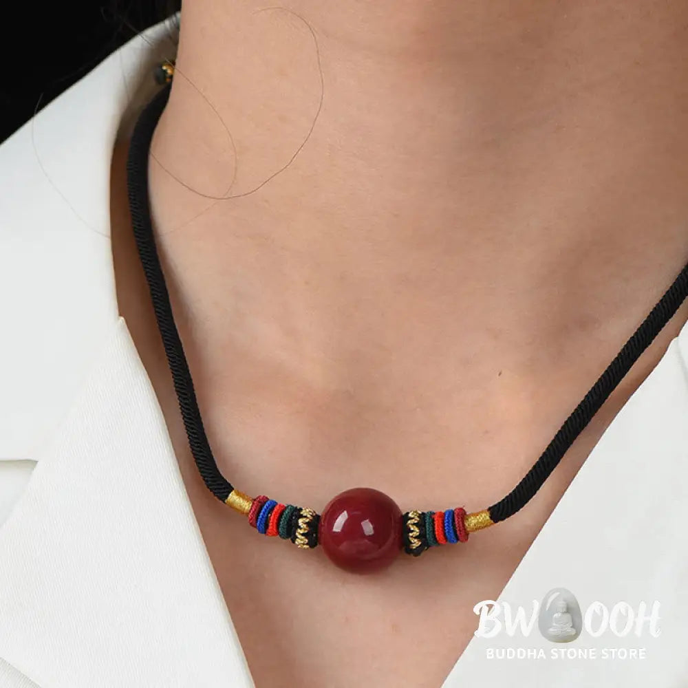 Buddha Stones Cinnabar Lucky Bead Keep Away Evil Spirits Necklace Pendant - BWOOOH - Necklaces &amp; Pendants