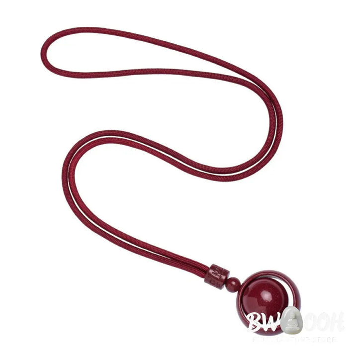 BWOOOH Cinnabar Om Mani Padme Hum PiXiu Blessing Necklace. Detailed 14mm cinnabar bead with etched mantra and PiXiu talisman, 50cm cord, for spiritual protection and prosperity. - View 15