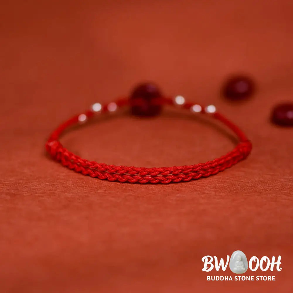 Buddha Stones Cinnabar Peace Buckle Handmade String Adjustable Blessing Bracelet Anklet - Bracelet Anklet