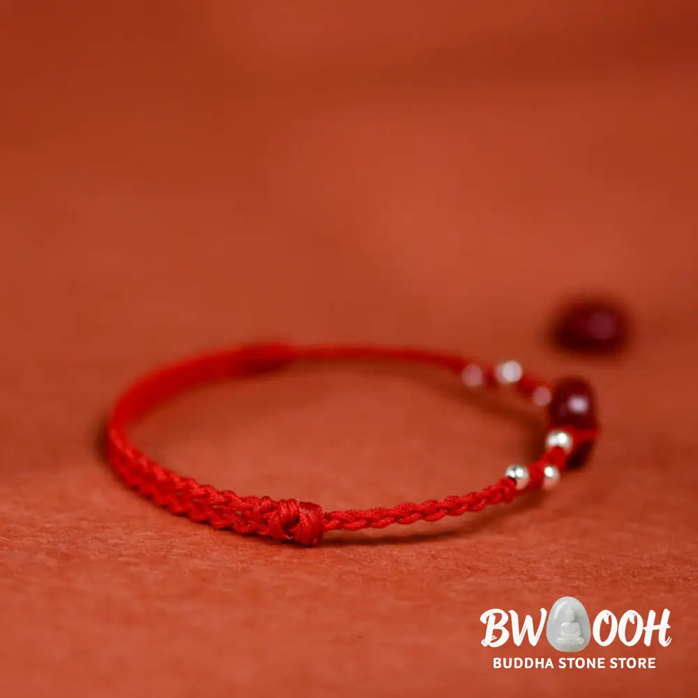 Buddha Stones Cinnabar Peace Buckle Handmade String Adjustable Blessing Bracelet Anklet - Bracelet Anklet