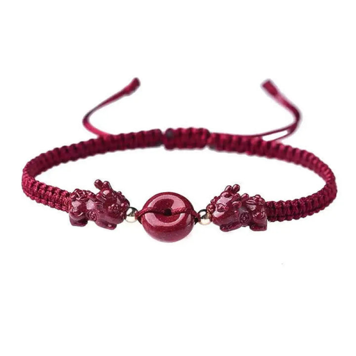 BWOOOH Cinnabar PiXiu Blessing Copper Coin Peace Buckle Red String Bracelet - Copper Coin(Bracelet Size 13-23cm)