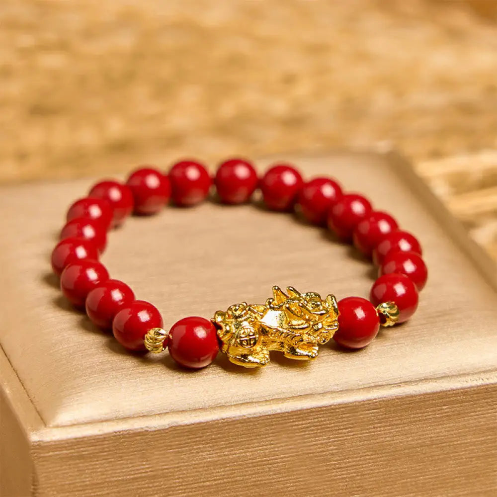 BWOOOH Cinnabar PiXiu Calm Blessing Bracelet — Cinnabar feng shui bracelet for spiritual healing and mindful living