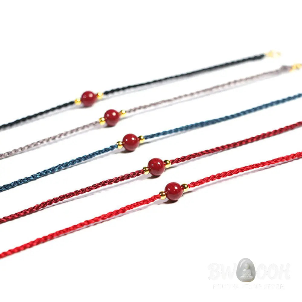Buddha Stones Cinnabar Red String Blessing Keep Away Evil Spirits Bracelet - Bracelet