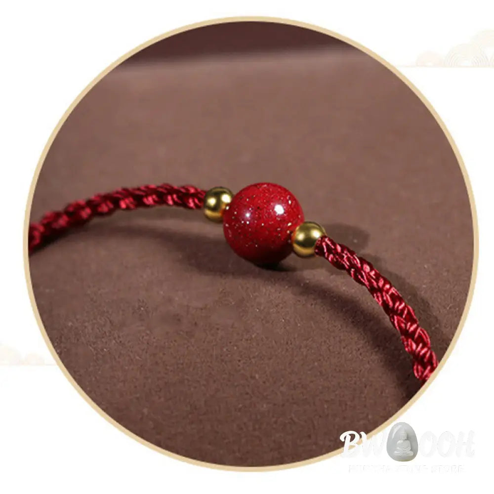 Buddha Stones Cinnabar Red String Blessing Keep Away Evil Spirits Bracelet - Bracelet