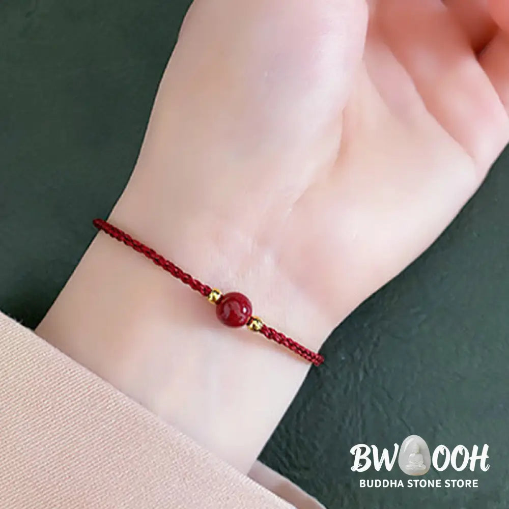 Buddha Stones Cinnabar Red String Blessing Keep Away Evil Spirits Bracelet - Bracelet