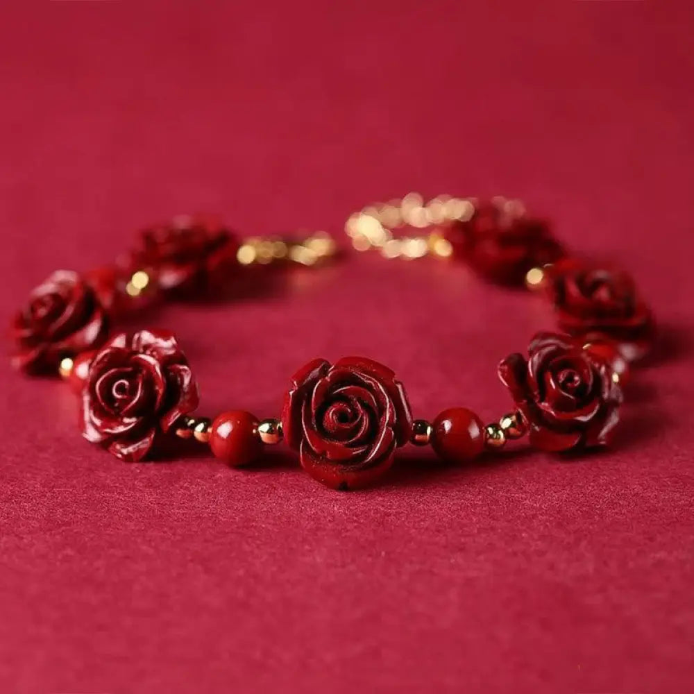 BWOOOH Cinnabar Rose Blessing Bracelet - BWOOOH - Cinnabar(Wrist Circumference: 14-18cm) - Bracelet