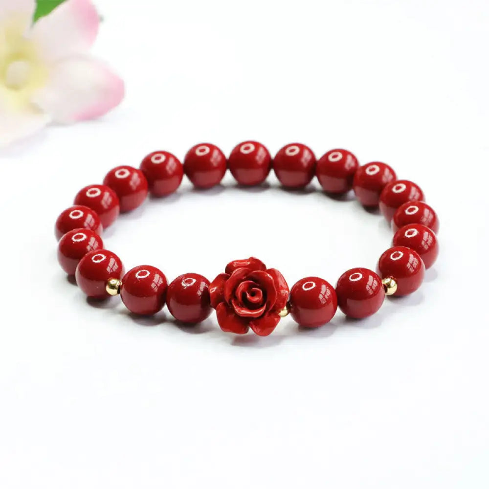 BWOOOH Cinnabar Rose Calm Bracelet - BWOOOH - 8mm Cinnabar(Wrist Circumference: 14-16cm) - Bracelet