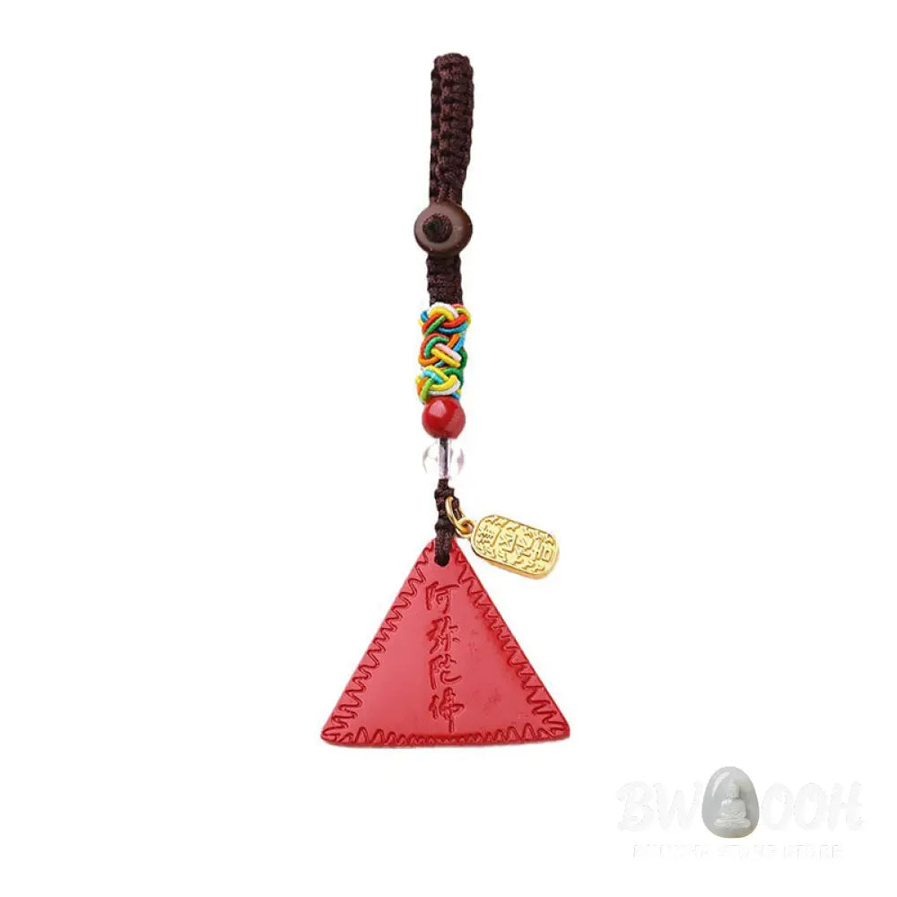 Buddha Stones Cinnabar Triangle Pattern Talisman Keep Away Evil Spirits Key Chain - Cinnabar(Calm♥Concentration) - Key