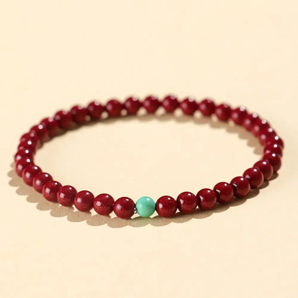 Buddha Stones Cinnabar Turquoise Concentration Bracelet - 4mm Cinnabar - Bracelet