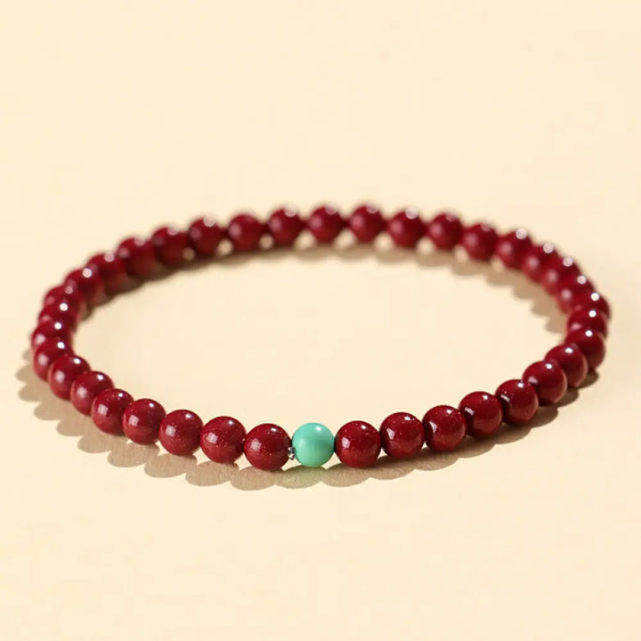 Buddha Stones Cinnabar Turquoise Concentration Bracelet - 4mm Cinnabar - Bracelet