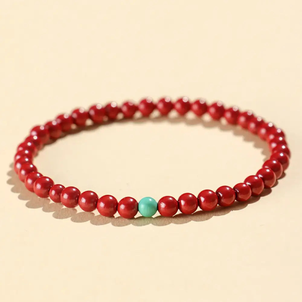Buddha Stones Cinnabar Turquoise Concentration Bracelet - 4mm Imperial Cinnabar - Bracelet