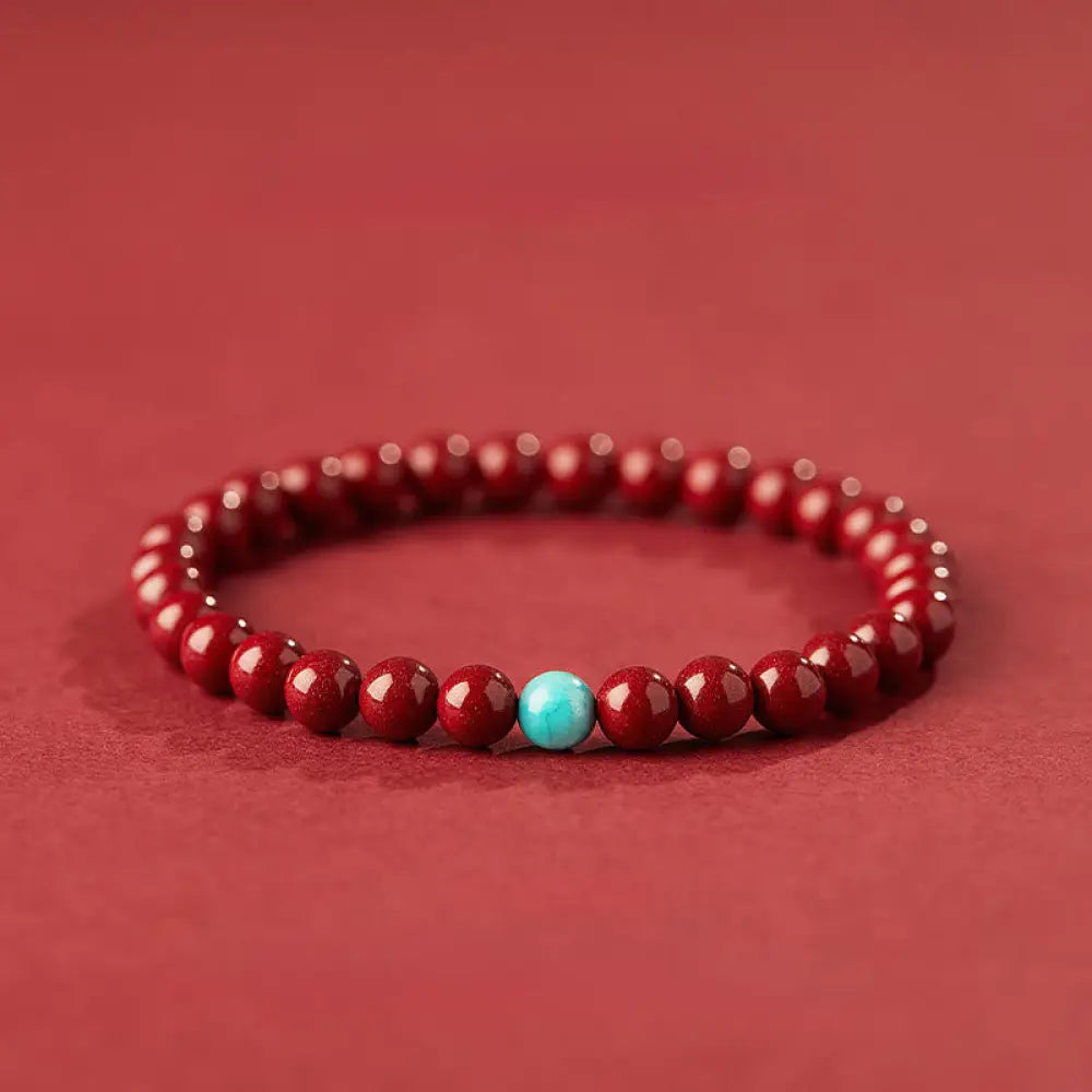 Buddha Stones Cinnabar Turquoise Concentration Bracelet - 6mm Cinnabar - Bracelet