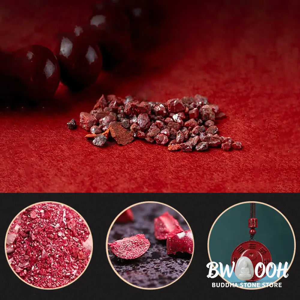 Buddha Stones Cinnabar Yin Yang Bagua Blessing Necklace Pendant - BWOOOH - Cinnabar(Calm♥Concentration) - Necklaces &amp;