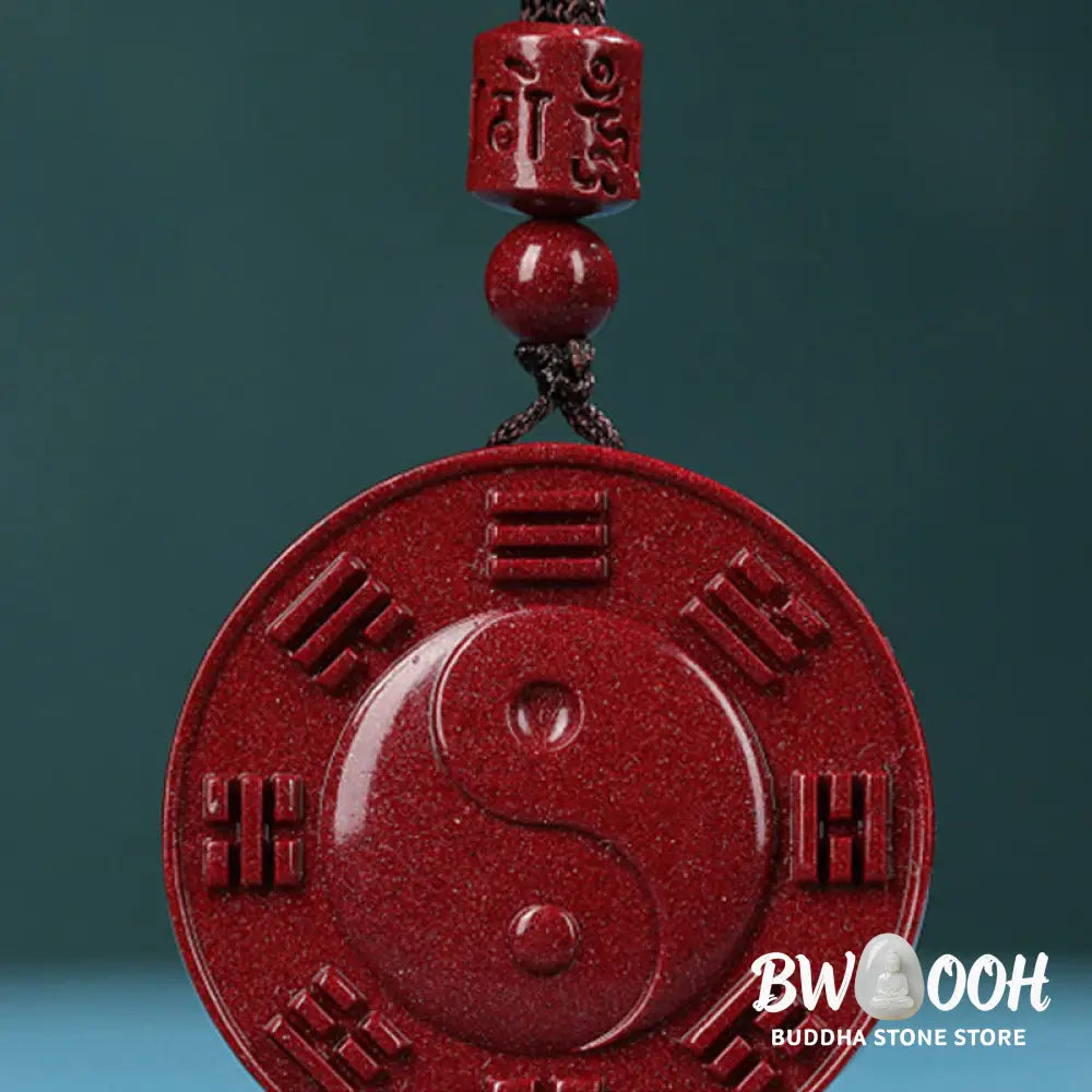 Buddha Stones Cinnabar Yin Yang Bagua Blessing Necklace Pendant - BWOOOH - Cinnabar(Calm♥Concentration) - Necklaces &amp;