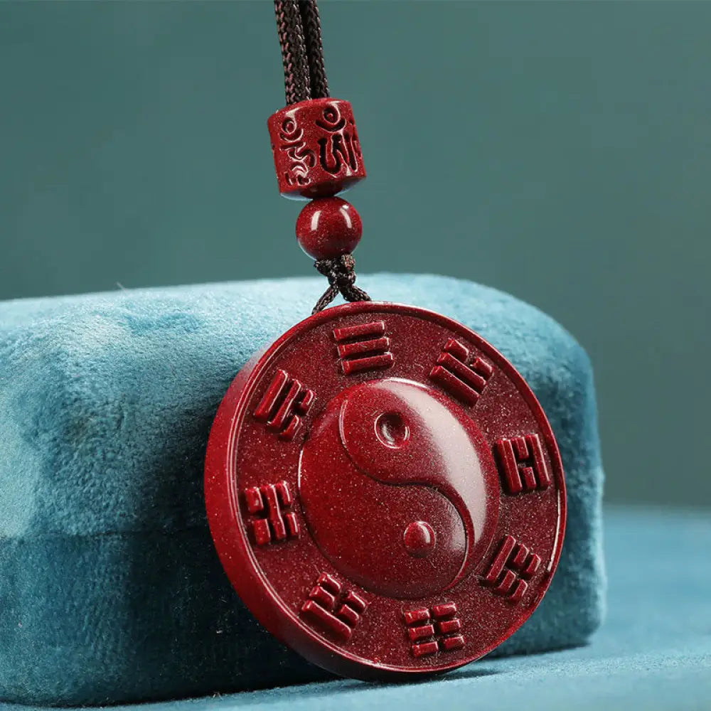 BWOOOH cinnabar yin yang bagua blessing necklace pendant