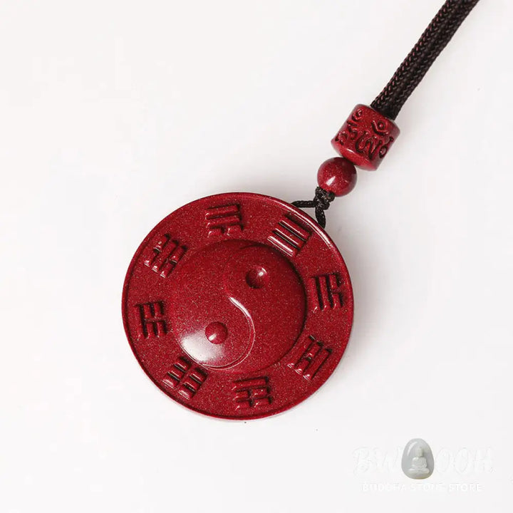 Buddha Stones Cinnabar Yin Yang Bagua Blessing Necklace Pendant - BWOOOH - Cinnabar(Calm♥Concentration) - Necklaces &amp;