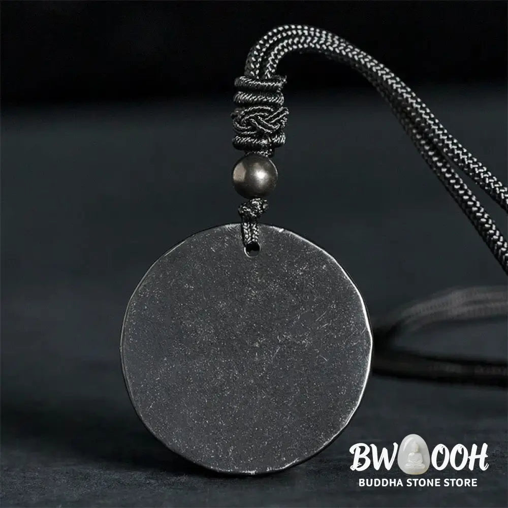 Buddha Stones Circle Simple Design Authentic Shungite Stone Protection Necklace Pendant - BWOOOH - Shungite