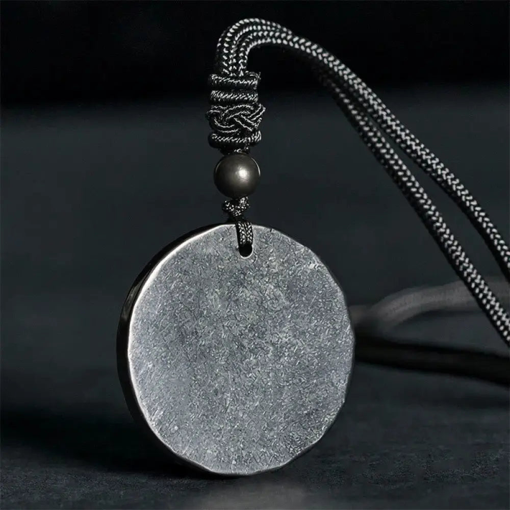 Buddha Stones Circle Simple Design Authentic Shungite Stone Protection Necklace Pendant - BWOOOH - Shungite