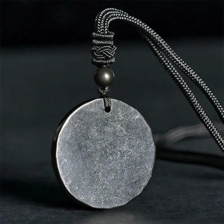 Buddha Stones Circle Simple Design Authentic Shungite Stone Protection Necklace Pendant - BWOOOH - Shungite
