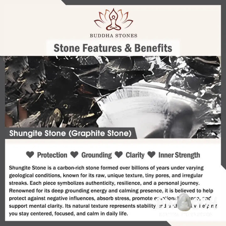Buddha Stones Circle Simple Design Authentic Shungite Stone Protection Necklace Pendant - BWOOOH - Shungite