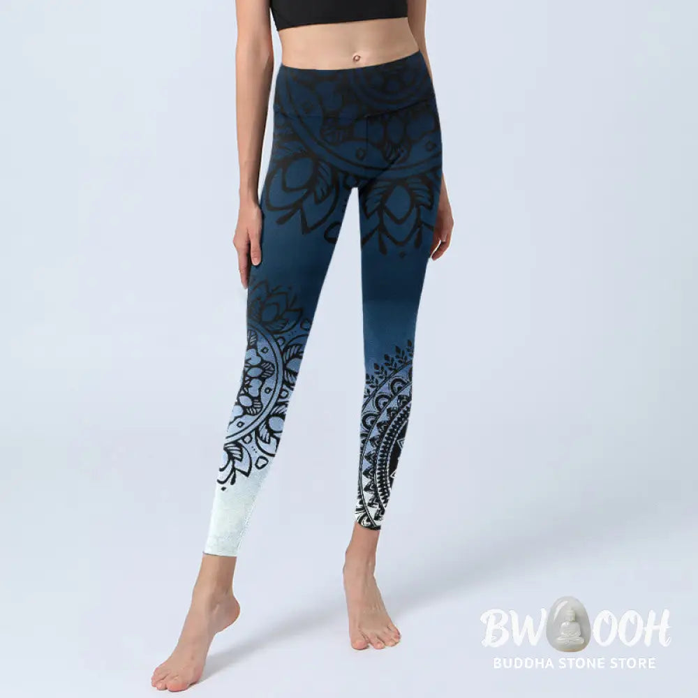BWOOOH mandala print yoga leggings - Circular Mandala Flower Print Gym Leggin