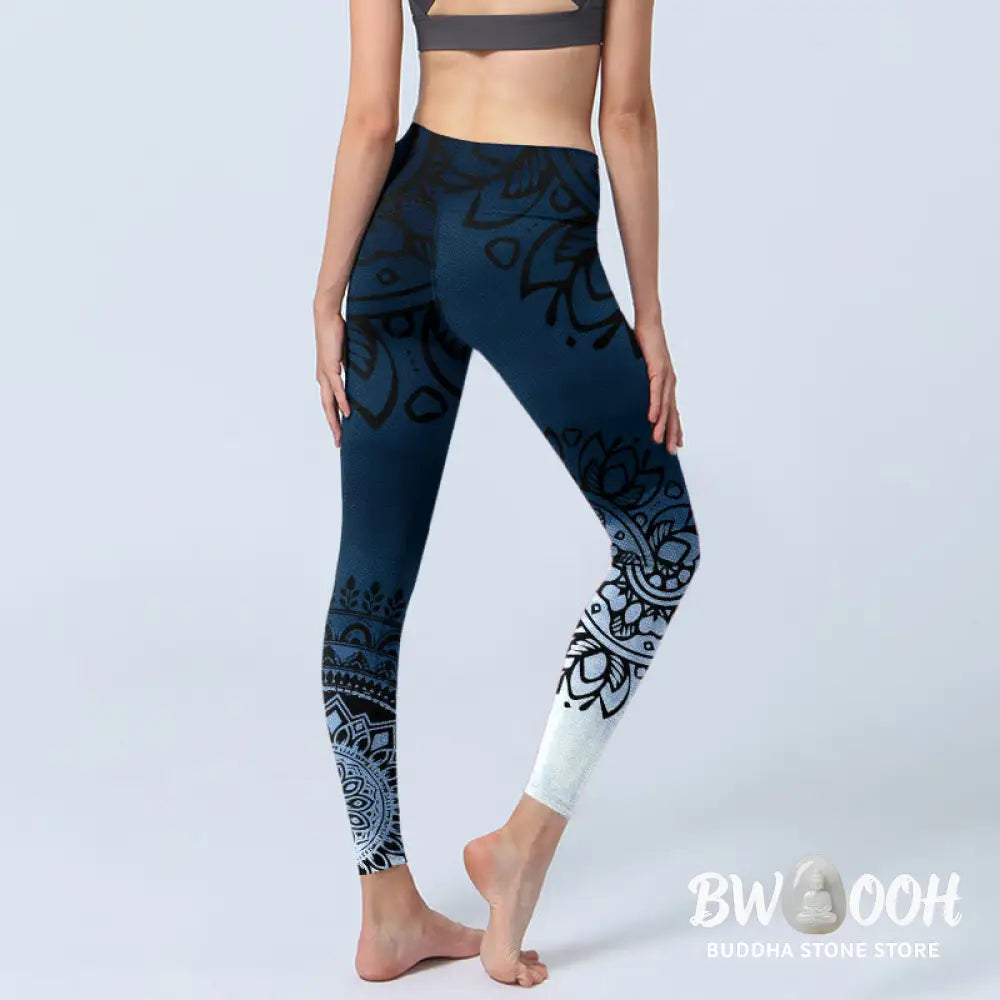 BWOOOH mandala print yoga leggings - Circular Mandala Flower Print Gym Leggin