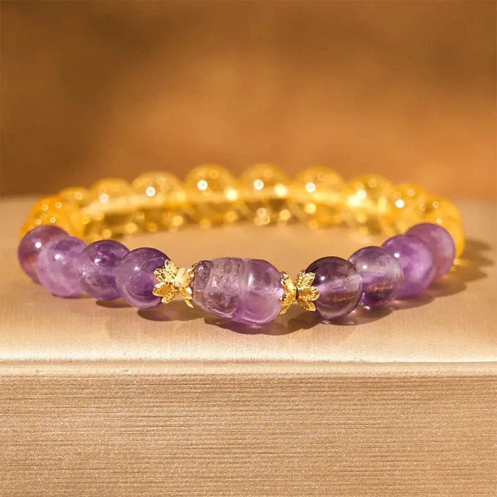BWOOOH Citrine Amethyst Pixiu Prosperity Bracelet - BWOOOH - Citrine Amethyst(Wrist Circumference: 15-16cm)