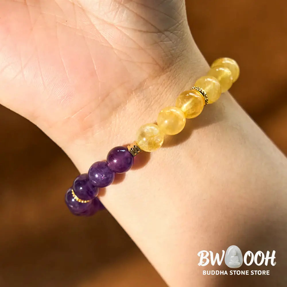 Buddha Stones Citrine Amethyst Pleasure Bracelet - BWOOOH - Citrine Amethyst(Wrist Circumference: 14-16cm) - Bracelet