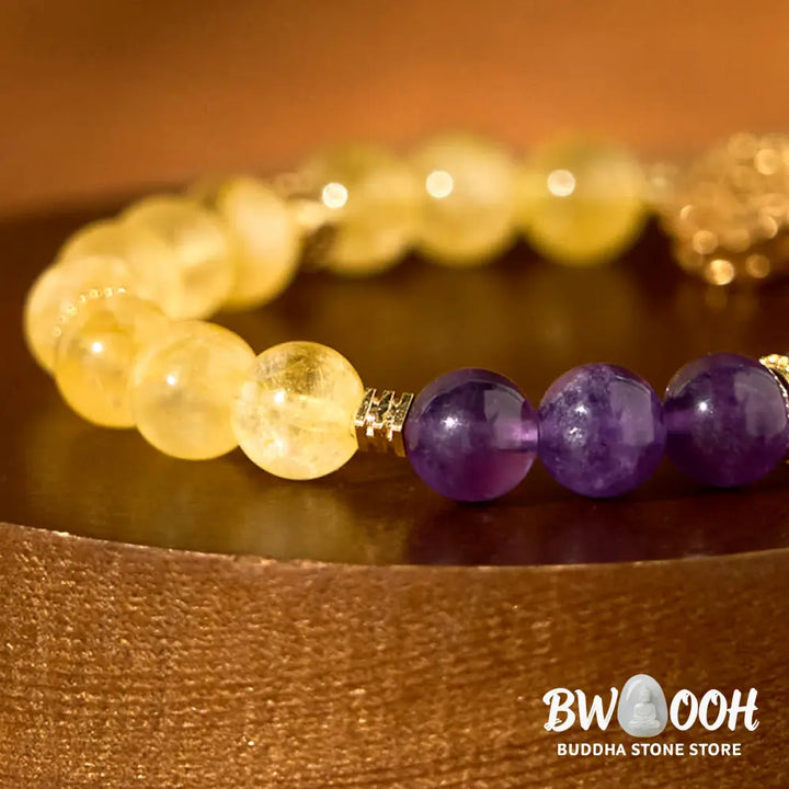 Buddha Stones Citrine Amethyst Pleasure Bracelet - BWOOOH - Citrine Amethyst(Wrist Circumference: 14-16cm) - Bracelet