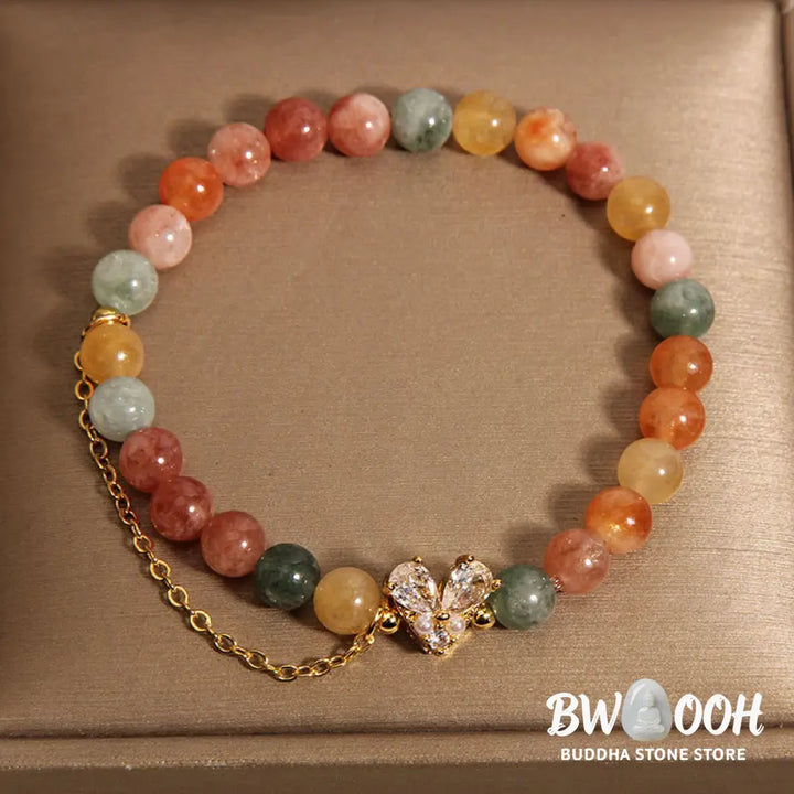 Buddha Stones Citrine Green Crystal Prosperity Bracelet - BWOOOH - Various Crystal(Wrist Circumference: 14-16cm)