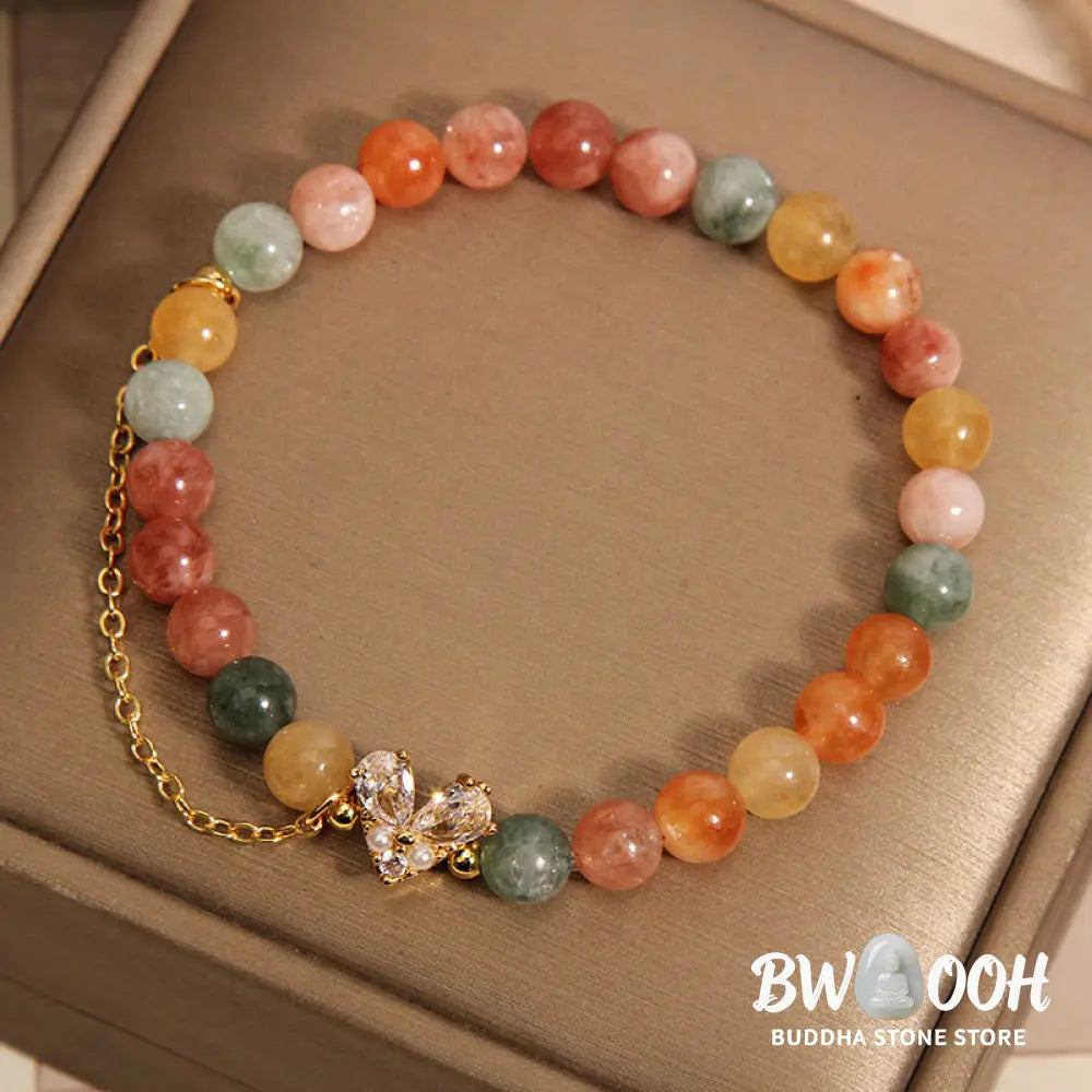 Buddha Stones Citrine Green Crystal Prosperity Bracelet - BWOOOH - Various Crystal(Wrist Circumference: 14-16cm)