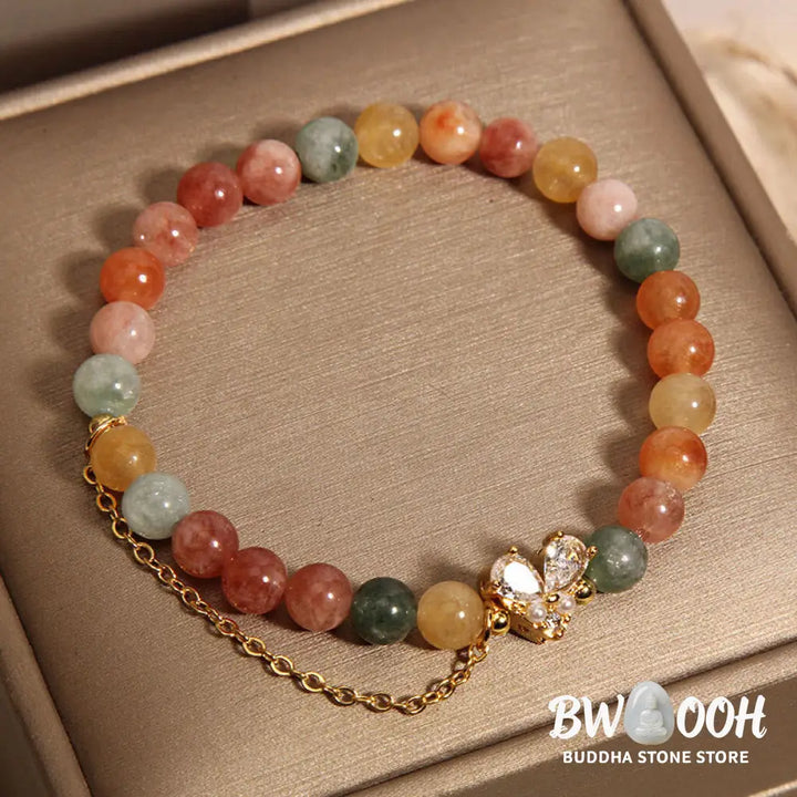 Buddha Stones Citrine Green Crystal Prosperity Bracelet - BWOOOH - Various Crystal(Wrist Circumference: 14-16cm)